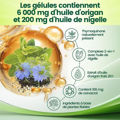 Huile d’Origan + Huile de Nigelle – 300 Gélules